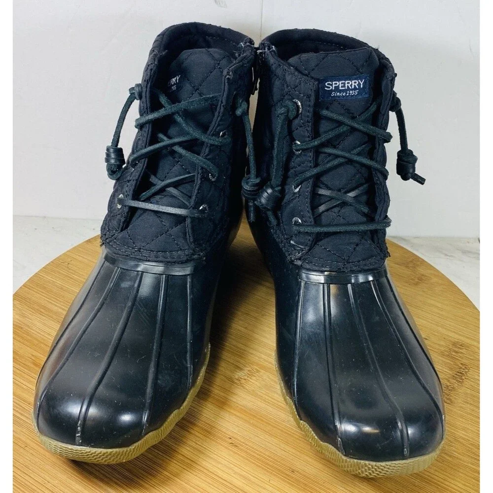 Sperry Girls Saltwater Rain Boots Black Size 6 M